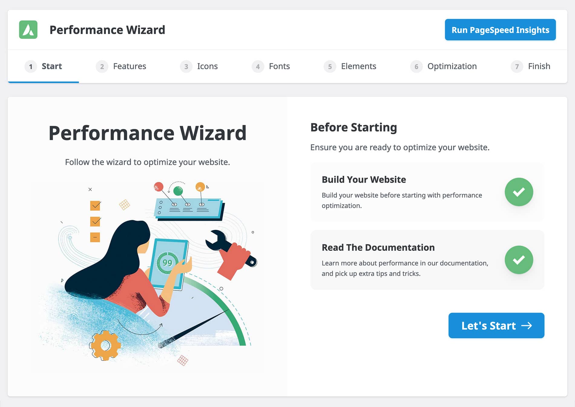 Avada Performance Wizard Start Screen Performance Wizard Start Screen