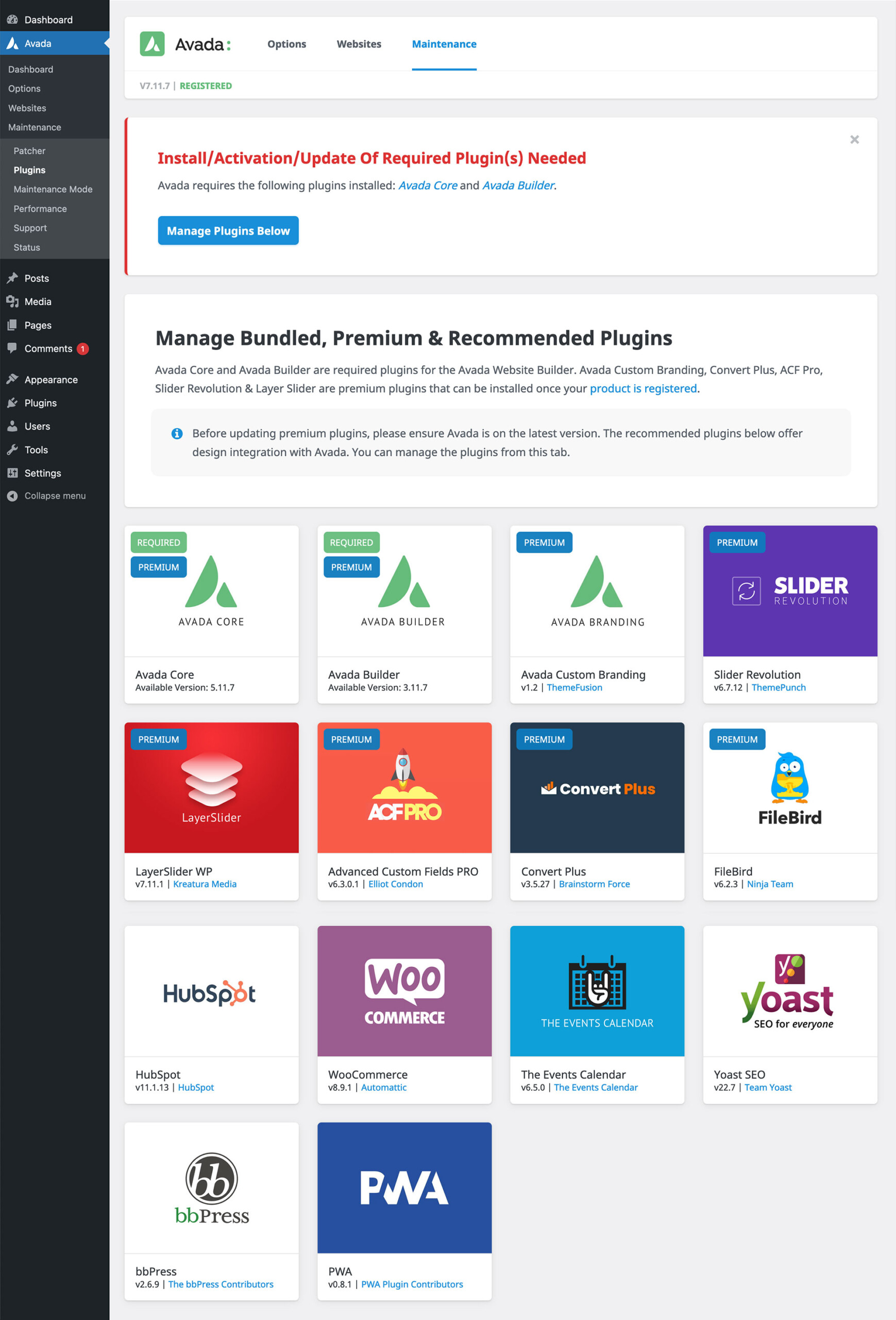 Avada Required & Premium Plugins Avada Required & Premium Plugins
