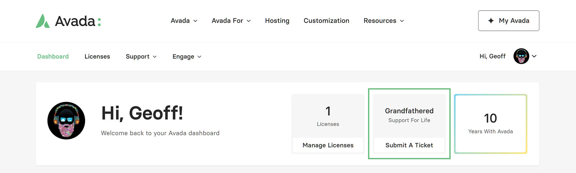 my.avada.com > Dashboard > Grandfathered Support my.avada.com > Dashboard > Grandfathered Support