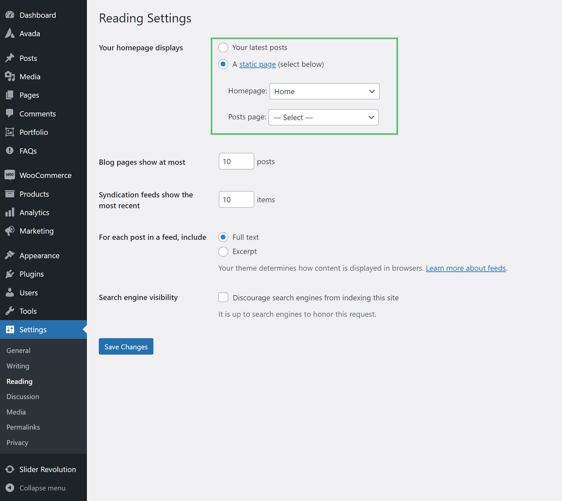 WordPress Reading Settings WordPress Reading Settings