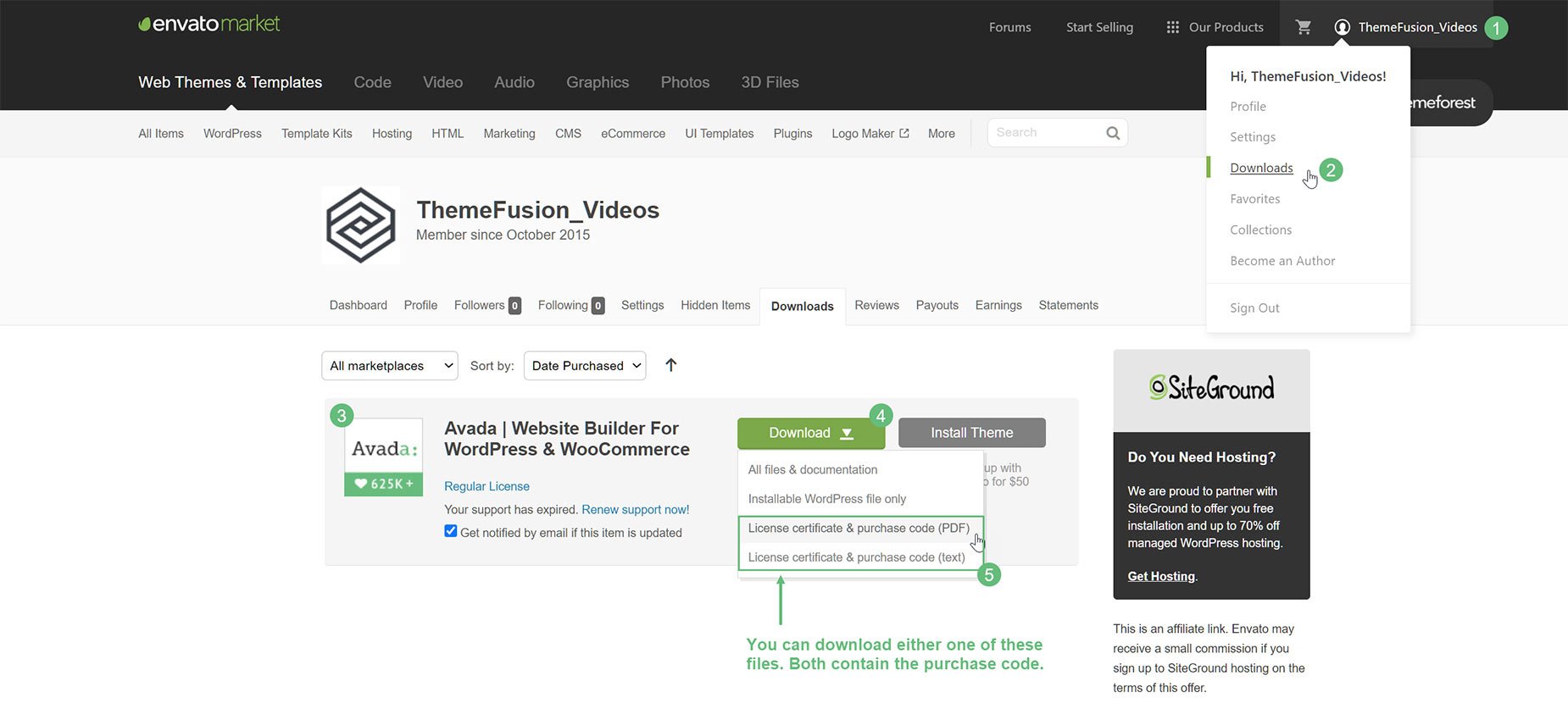 Download ThemeForest Purchase Code