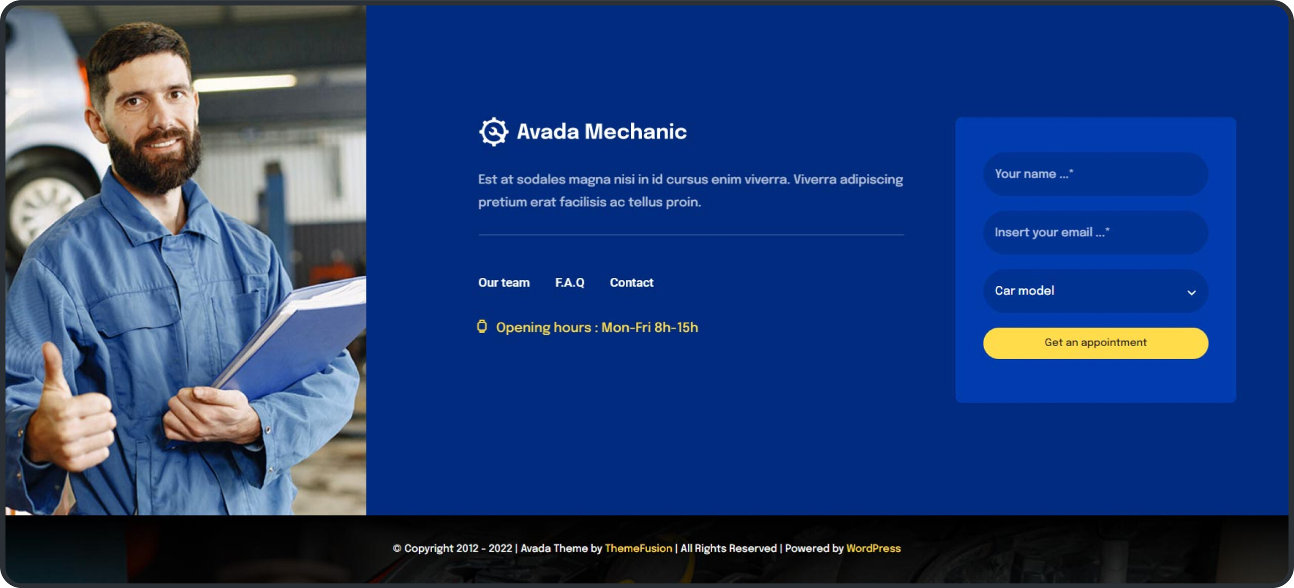 Avada Mechanic Footer
