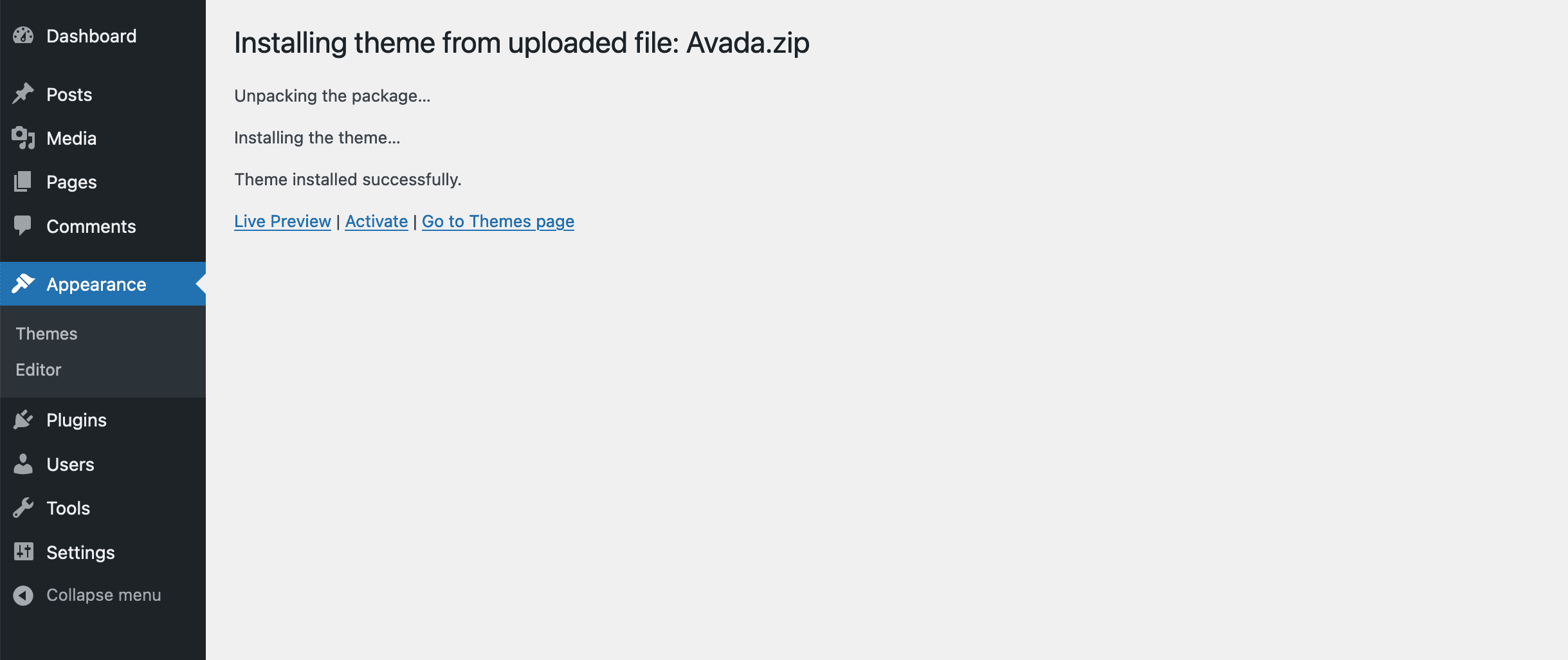 WordPress Activate Theme WordPress Activate Theme