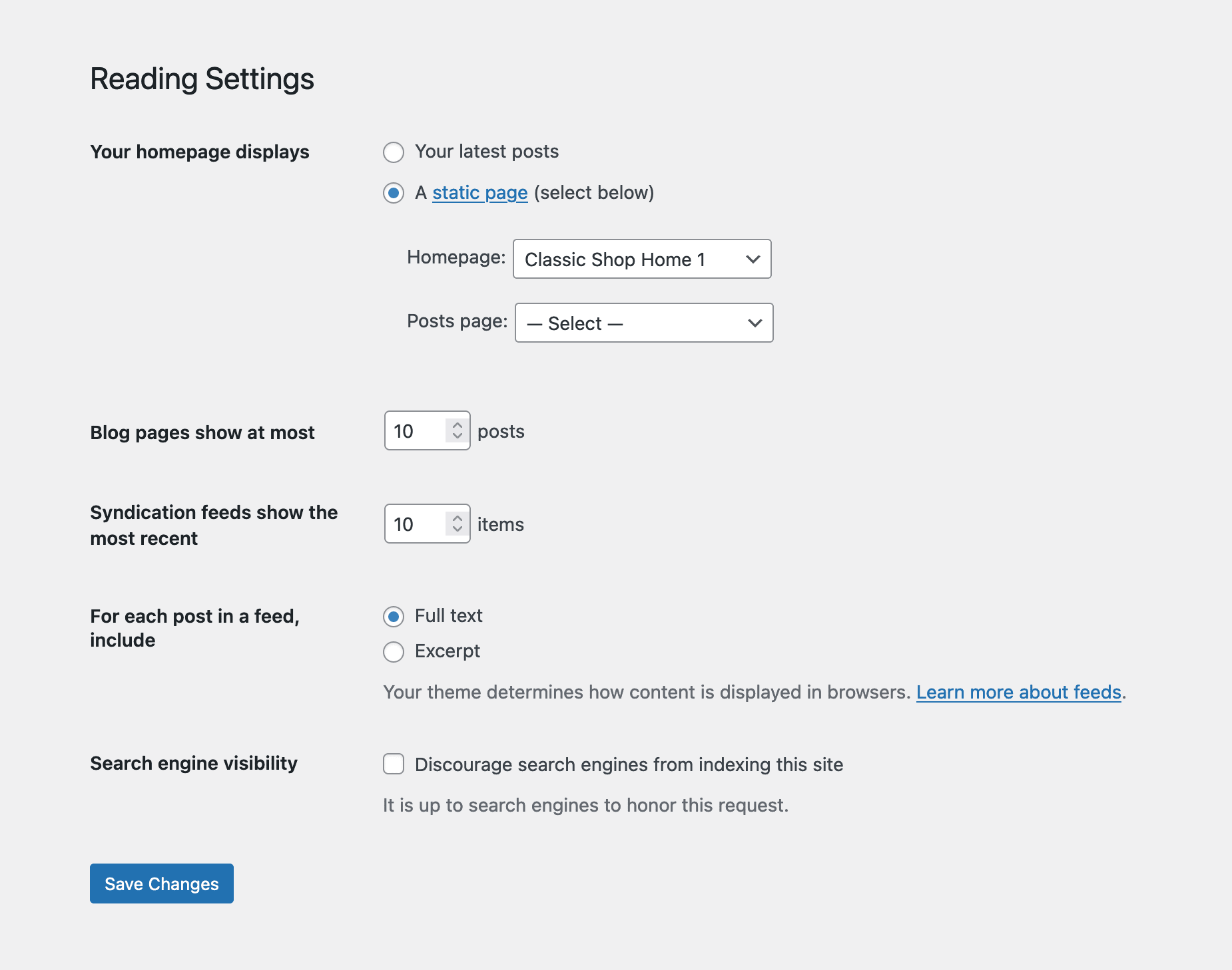 WordPress Reading Settings WordPress Reading Settings