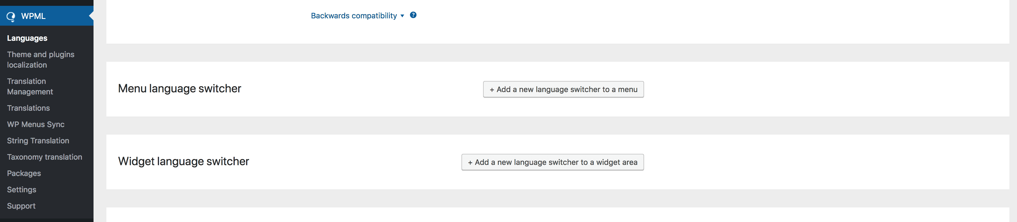 WPML Langauge Switcher Settings WPML Language Switcher Setting